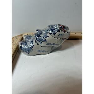 Hand Painted Holland Delft Blue Ceramic Clogs Set Dutch Souvenir Gift Decor